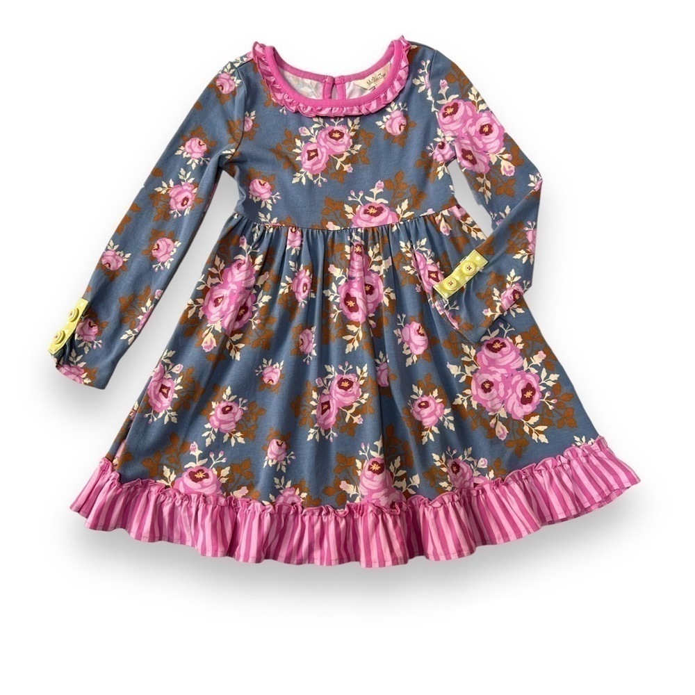 Matilda Jane Girls Size 4 Fairy Tales Floral Dress Make Believe Stripe Polka Dot